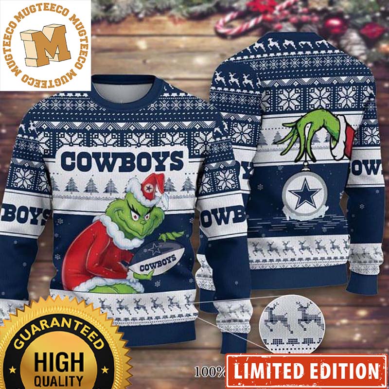 Dallas Cowboys Grinch Stolen The Football Ugly Christmas Sweater 2023 Holiday Gifts For Football Fan
