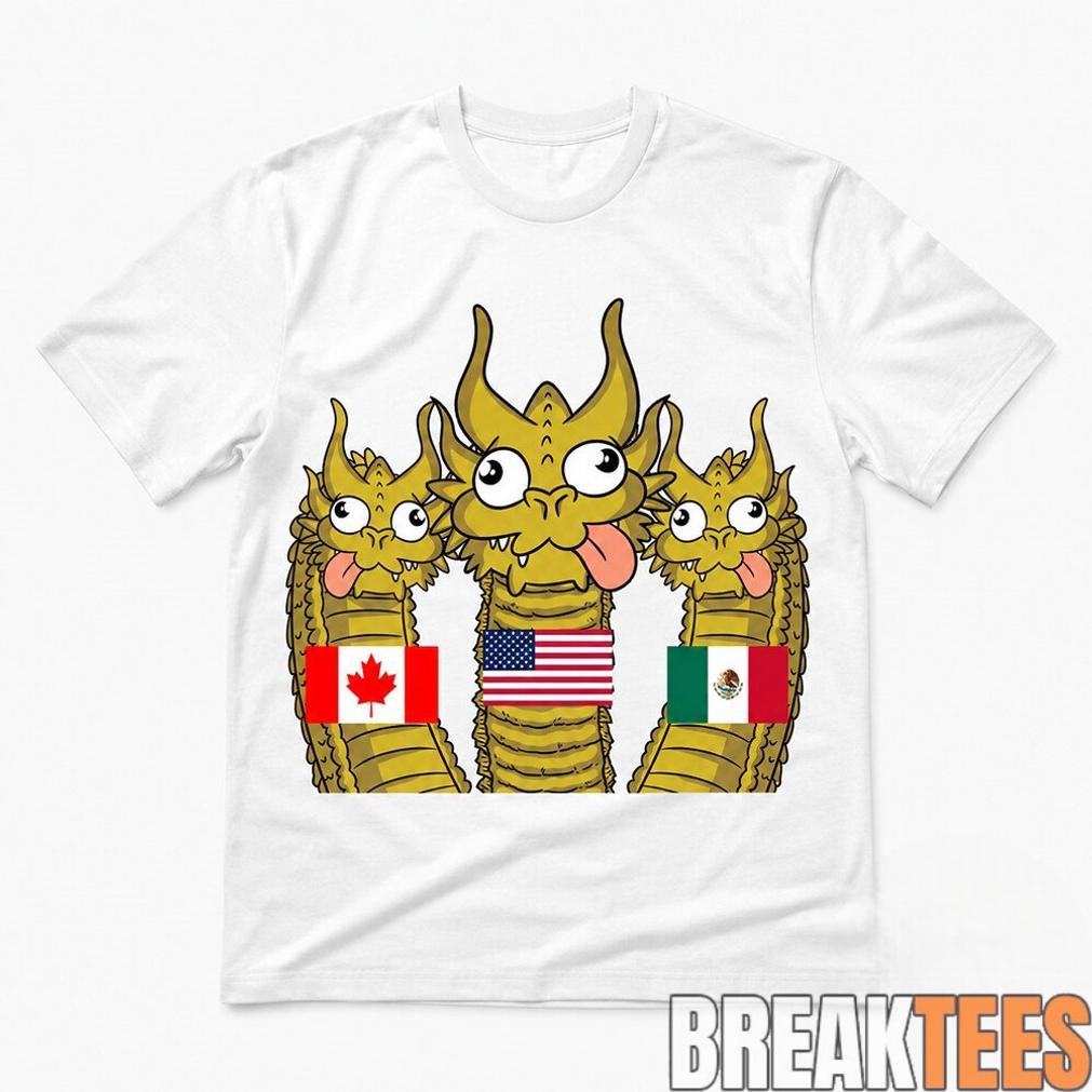 Funny Three Headed Derpy Dragon 2026 World Cup North America Meme Shirt