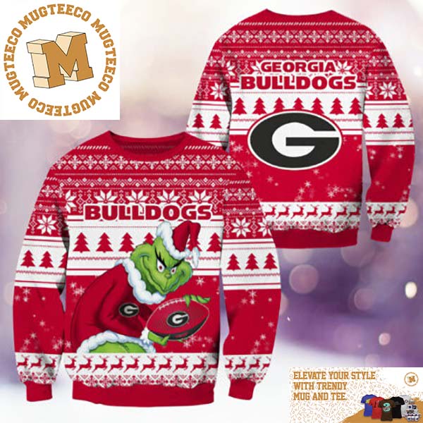 Georgia Bulldogs NCAA Grinch Funny Xmas 2023 Gift For Holiday Ugly Christmas Sweater