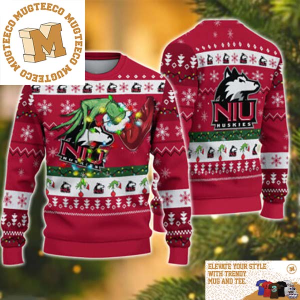 Grinch Stole Northern Illinois Huskies NCAA Funny Xmas 2023 Gift For Holiday Ugly Christmas Sweater