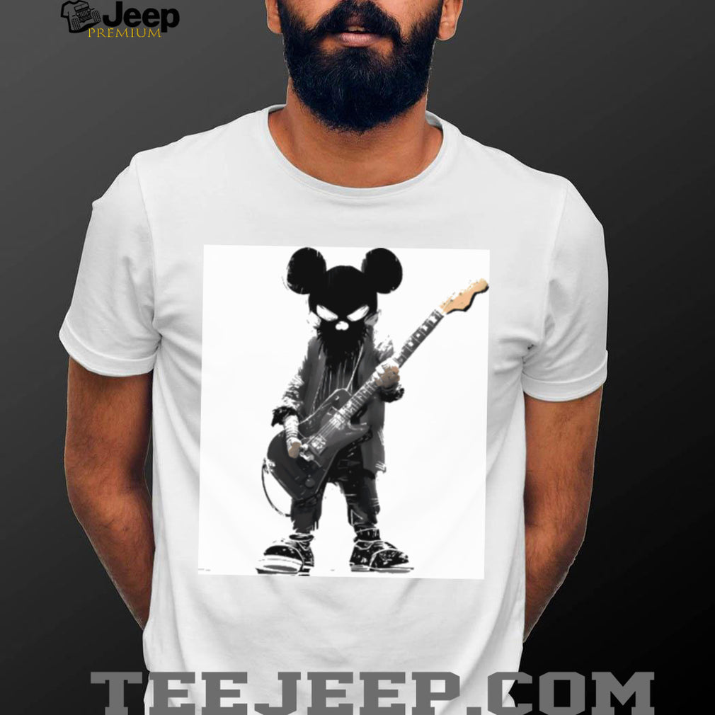 Grunge Cartoon Rocker Mouse Playing Electric Guitar Shirt