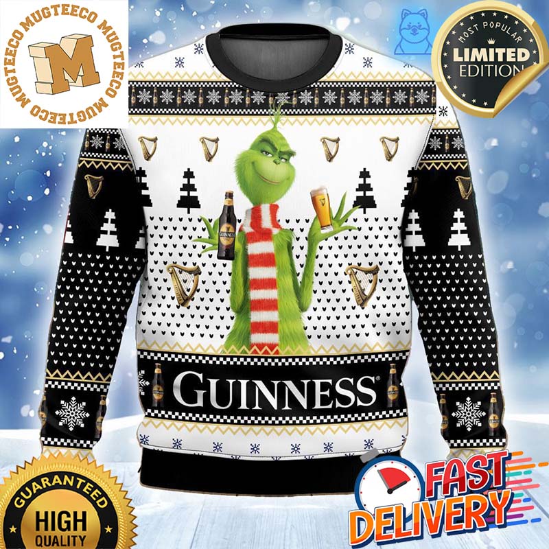 Guinness Beer Grinch Funny Ugly Christmas Sweater 2023 Holiday Gift For Beer Lovers