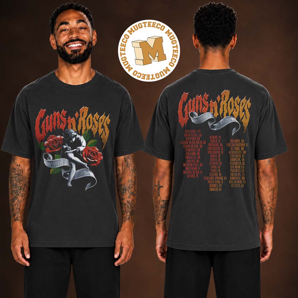 Gun N Roses World Tour 2026 Washed Two Sided Unisex T Shirt