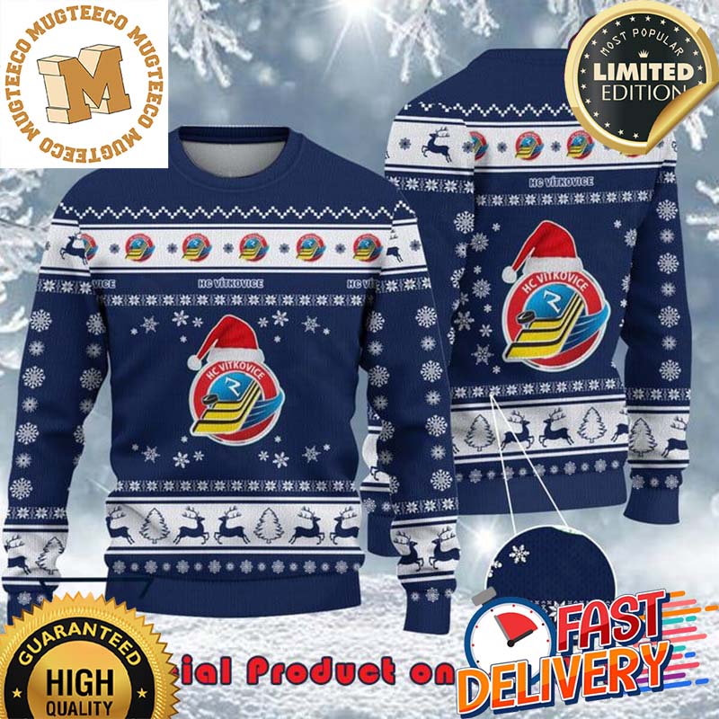 HC Vitkovice Ridera Santa Hat Ugly Christmas Sweater For Holiday 2023 Xmas Gifts