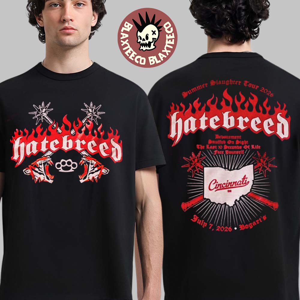 Hatebreed Cincinnati Ohio 2026 Specific Tee At Bogart’s On July 7 2026 Summer Slaughter Tour 2026 T-Shirt
