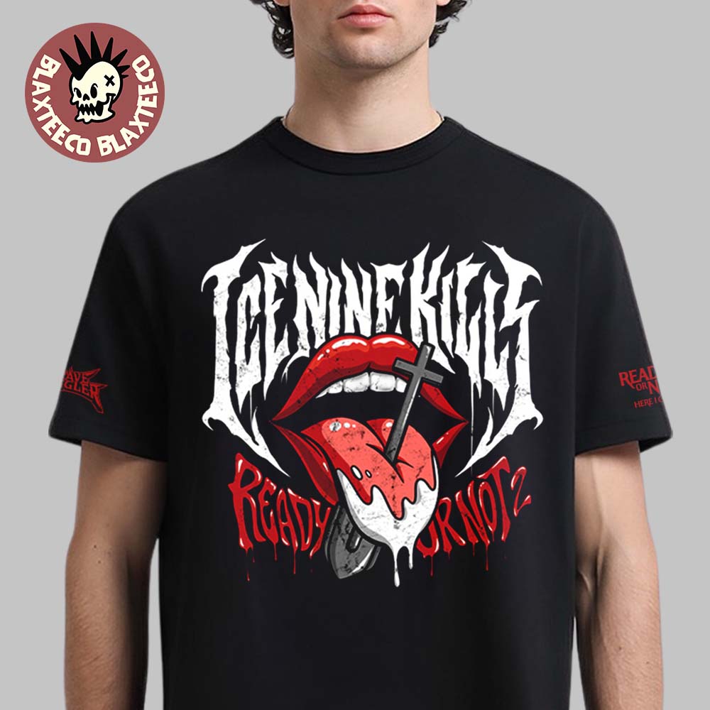 Ice Nine Kills Grave Diggler X Ready Or Not 2 Here I Come Merch Tongue Shovel T-Shirt