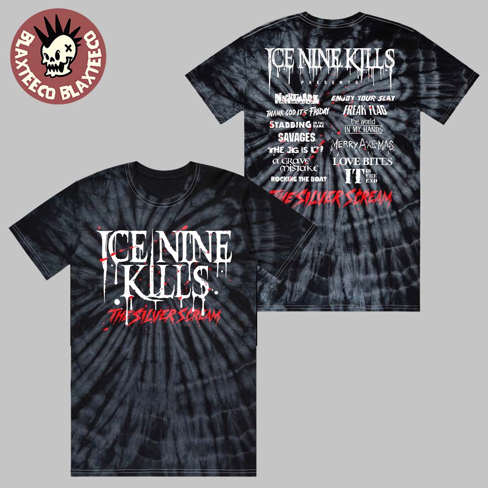 Ice Nine Kills The Silver Scream Welcome To Horrorwood Europe Tour Merch Silver-Scream-A-Thon Tie Dye T-Shirt