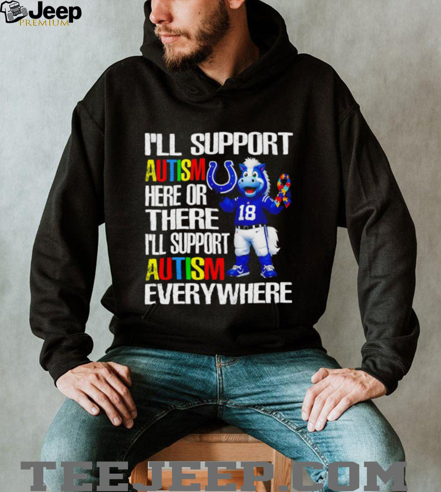 Indianapolis Colts Blue Mascot Autism Awareness Support T Shirt