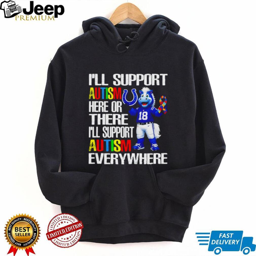 Indianapolis Colts Blue Mascot Autism Awareness Support T Shirt