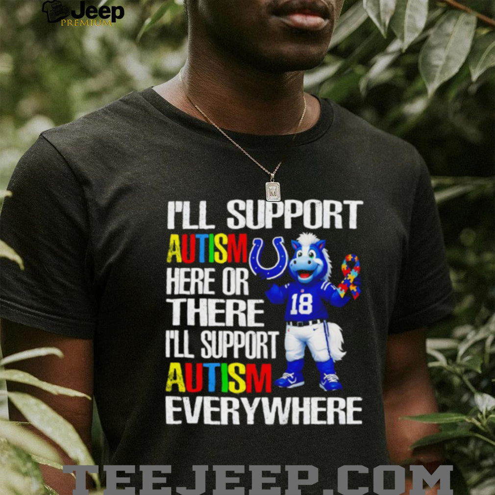 Indianapolis Colts Blue Mascot Autism Awareness Support T Shirt