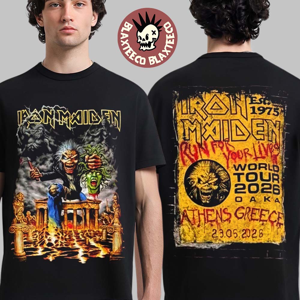 Iron Maiden Athens Greece 2026 Tour Exclusive Event Tee At Oaka On 23 May 2026 Eddie With Medusa Head T-Shirt
