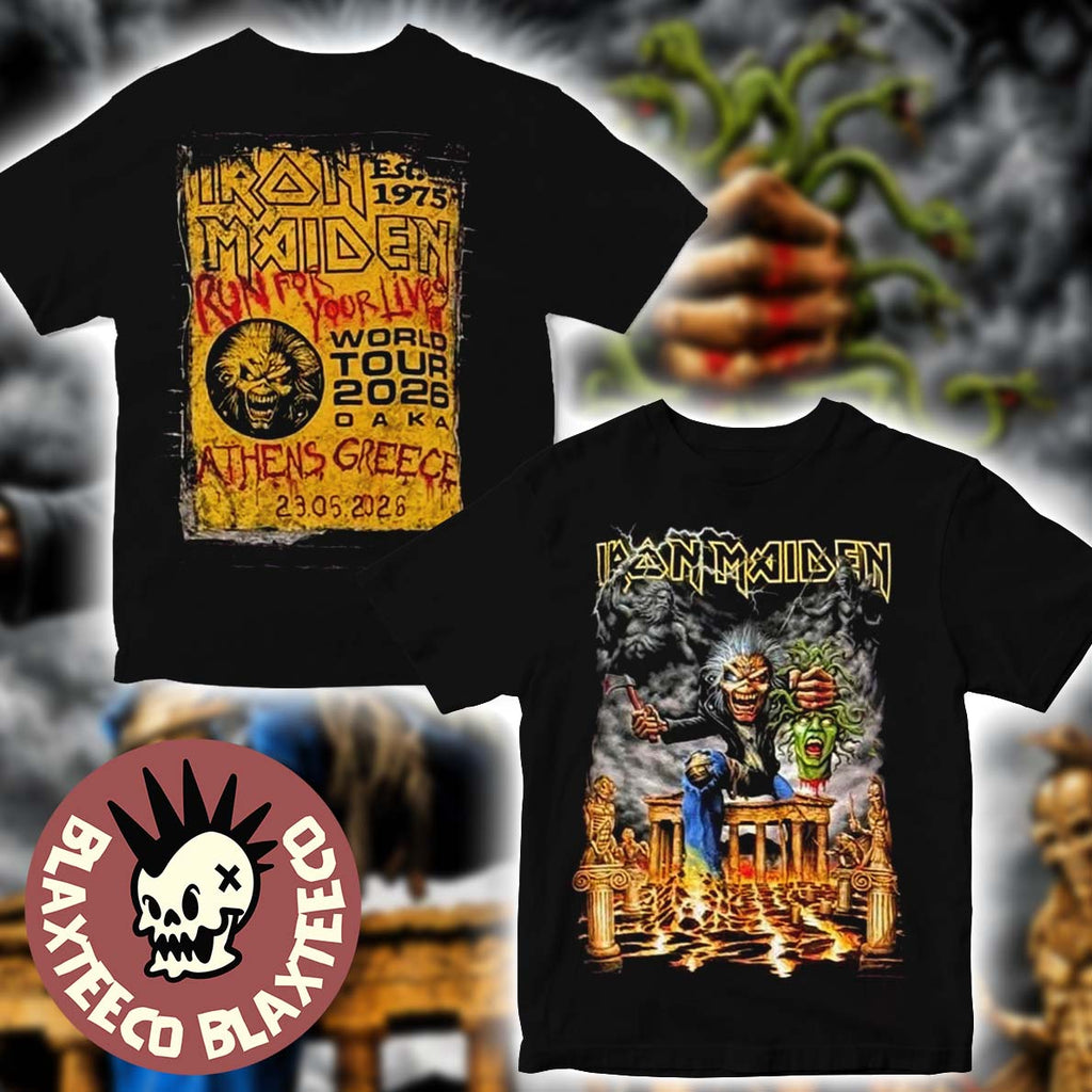 Iron Maiden Athens Greece 2026 Tour Exclusive Event Tee At Oaka On 23 May 2026 Eddie With Medusa Head T-Shirt