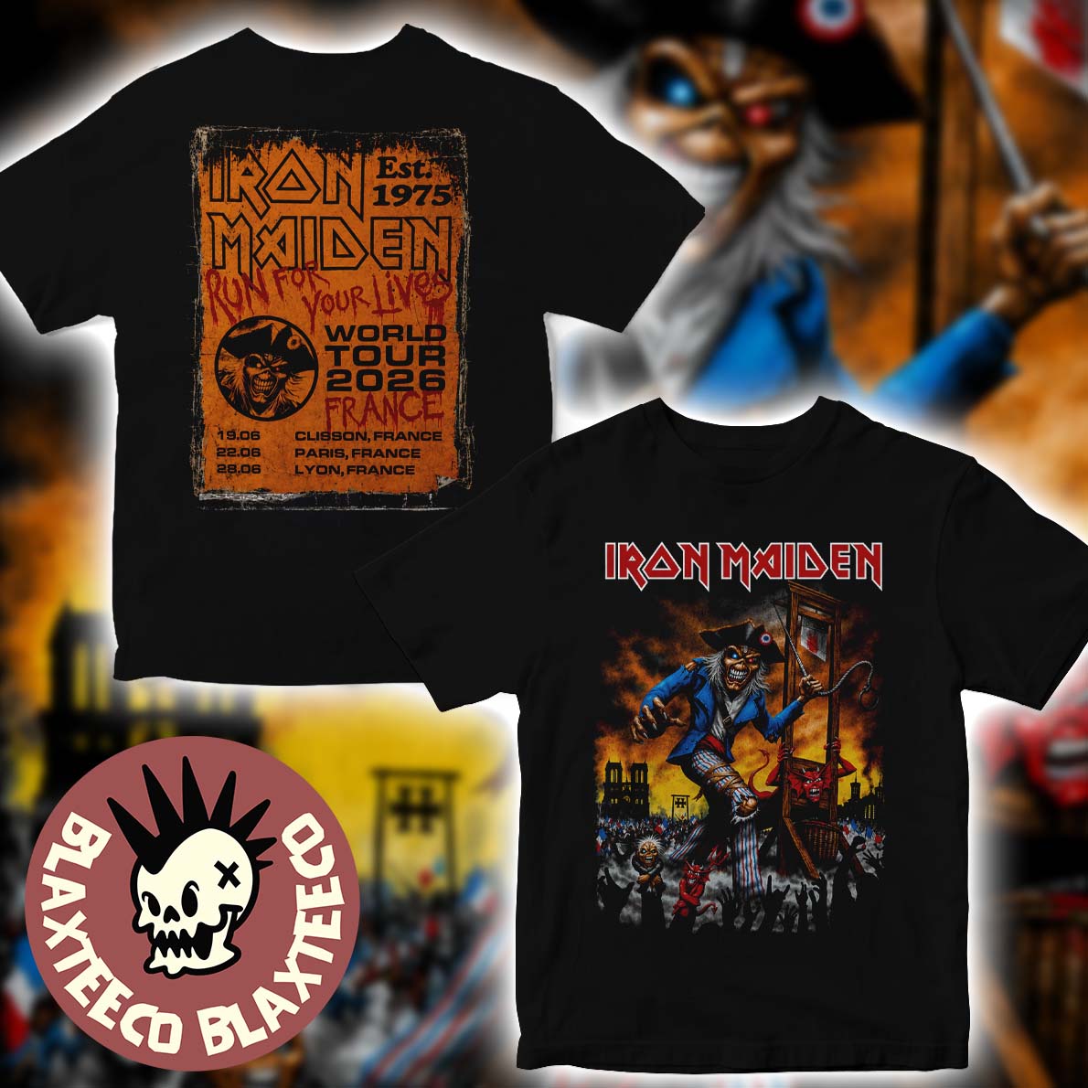 Iron Maiden France 2026 Tour Exclusive Event Tee For Clisson Paris And Lyon On 19 22 And 28 June 2026 Eddie Sans-culottes French Revolution T-Shirt