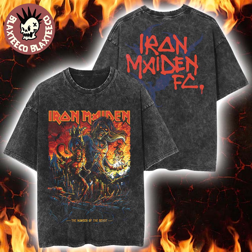 Iron Maiden The Number Of The Beast IR FC Exclusive Retro Mineral Washed Tee