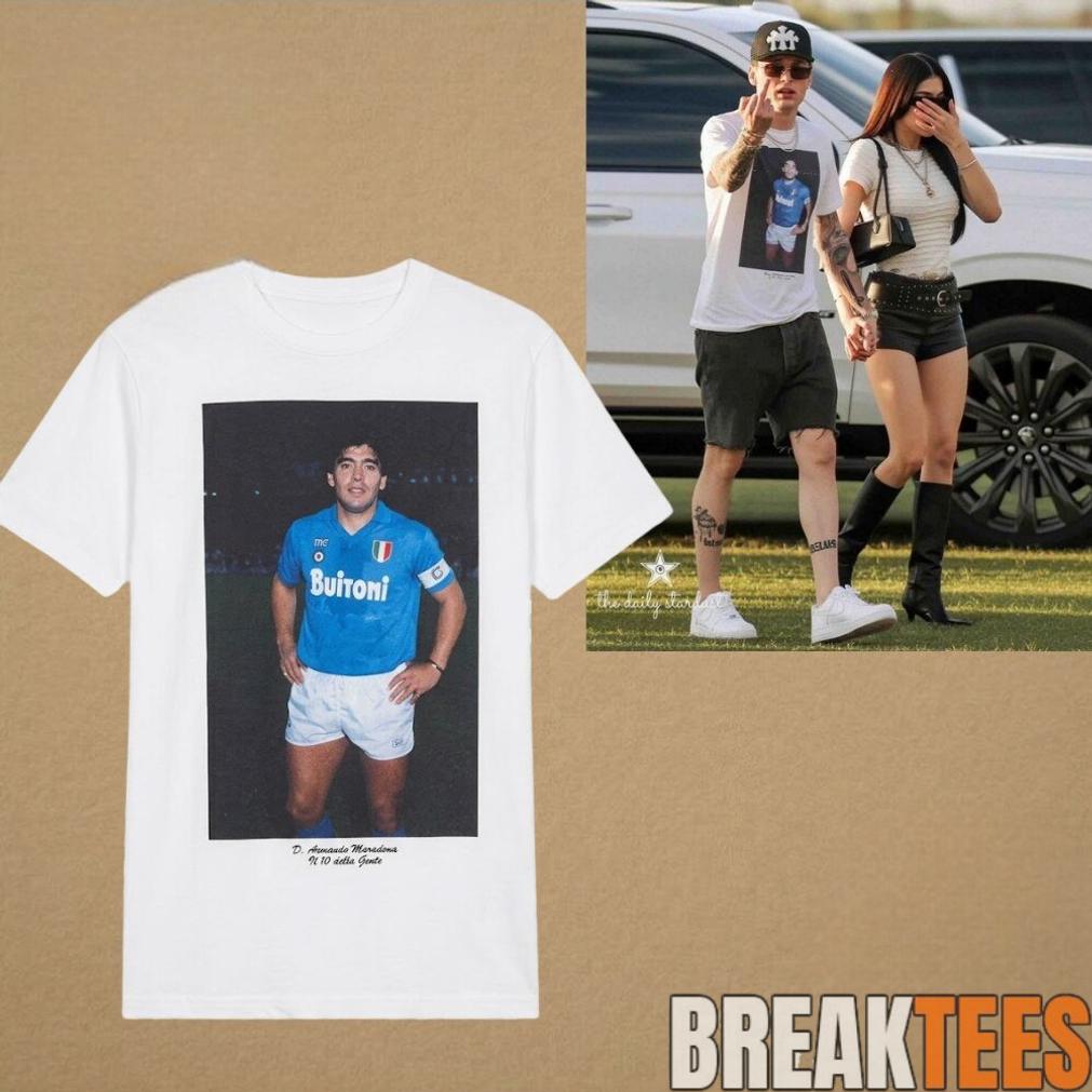 Kenia Os and Peso Pluma wear Maradona Graphic Shirt