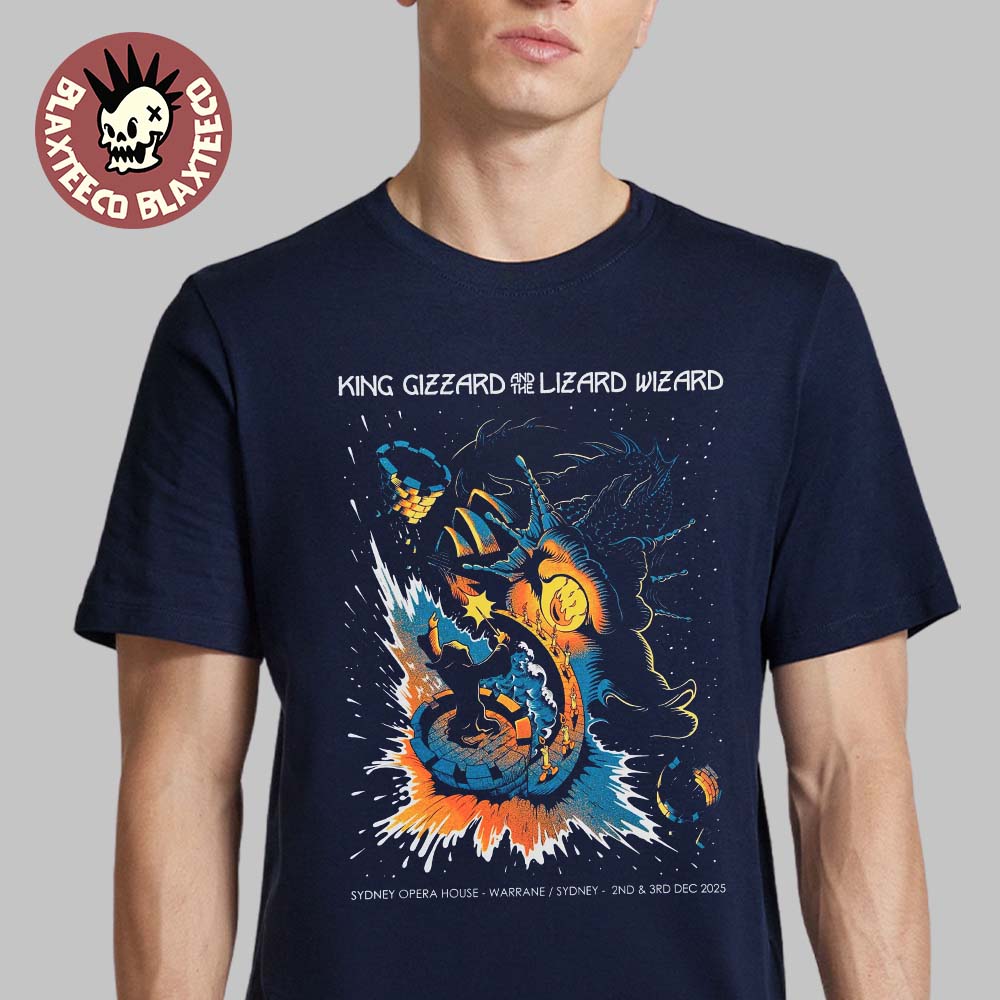 King Gizzard And The Lizard Wizard Warrane Sydney Australia 2025 Event Poster For At Sydney Opera House On 2 And 3 December 2025 T-Shirt