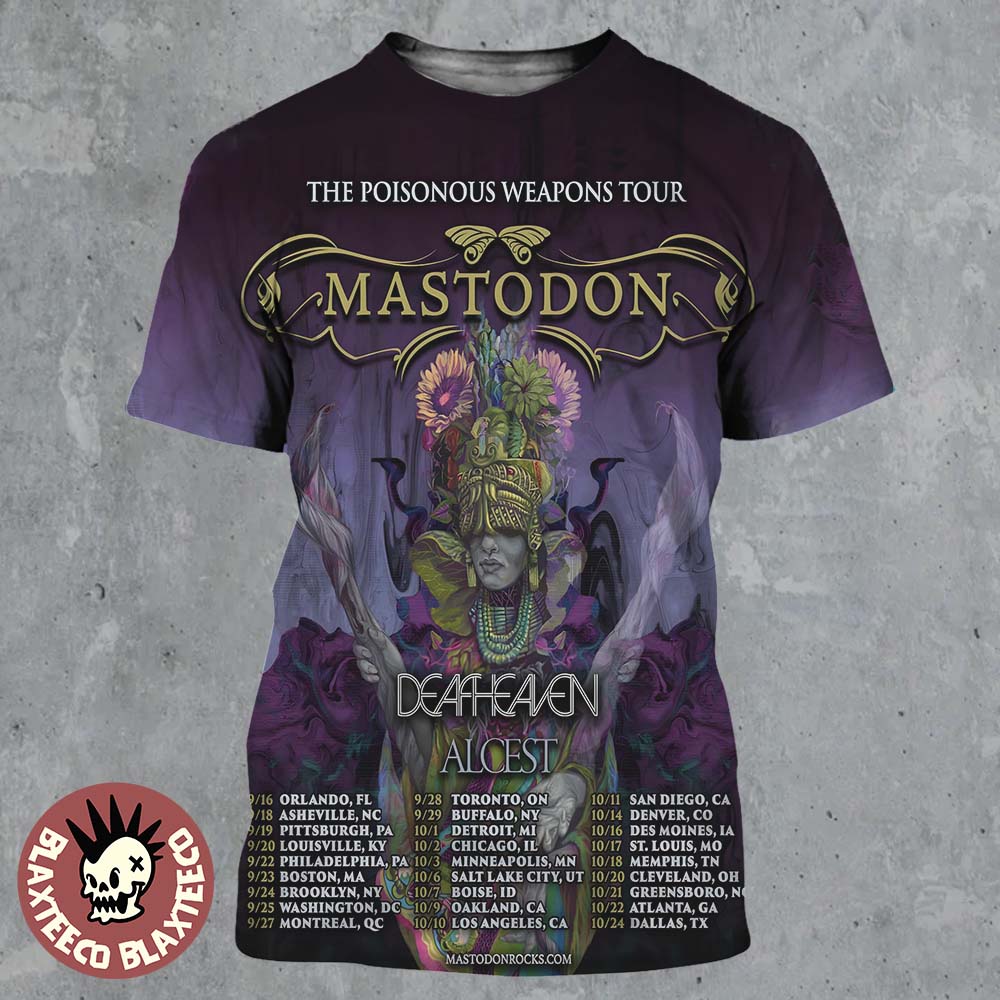 Mastodon The Poisonous Weapons Tour 2026 North America Schedule Dates All Over Print Shirt