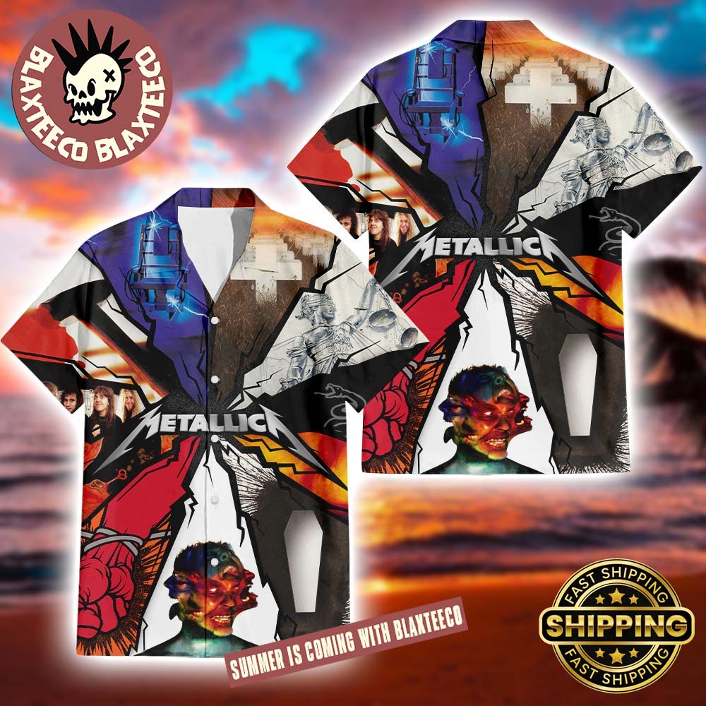 Metallica Iconic Album Covers Shatter Style Summer 2025 Hawaiian Shirt