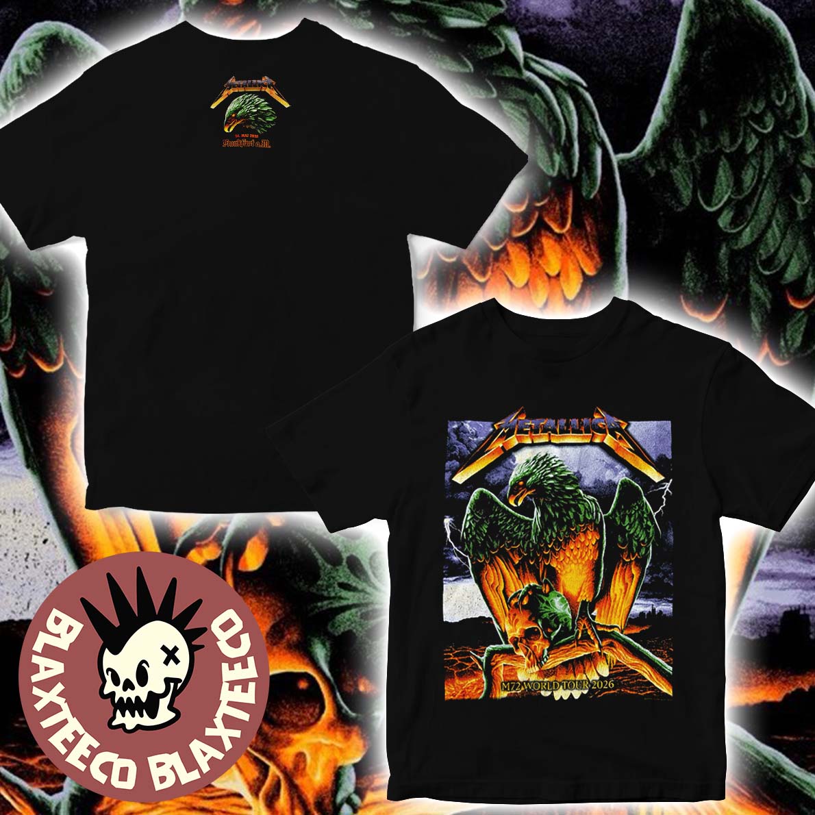 Metallica M72 Frankfurt 2026 Night 2 Venue Merch Tee At Frankfurt Germany Deutsche Bank Park On 24 May 2026 The Eagle Two Sided T-Shirt