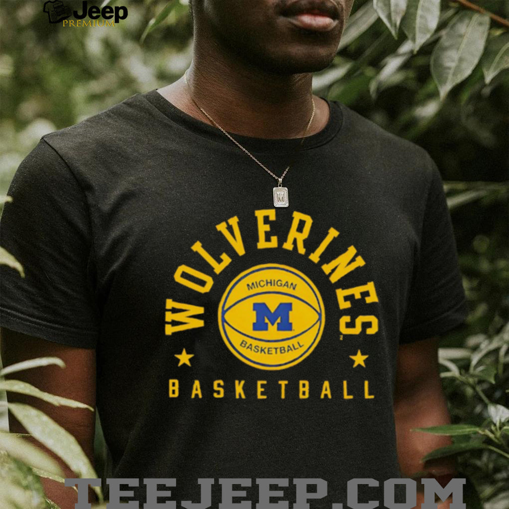 Michigan Wolverines Basketball Navy & Gold Logo Vintage T Shirt