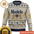 Modelo Cerveza Mexico Beer Lions Beige Knitting Christmas Ugly Sweater