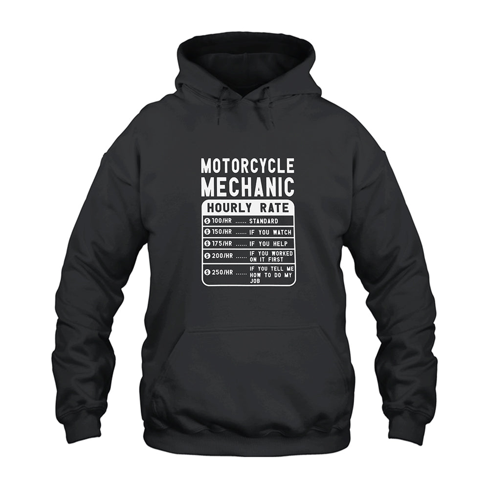 Motorcycle Mechanic Flat Hourly Rate Hoodie