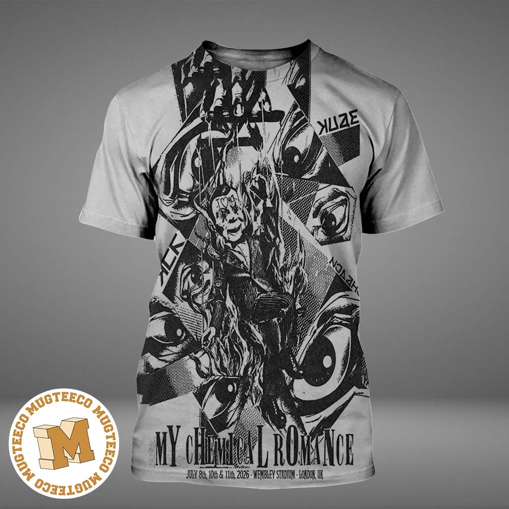 My Chemical Romance London 2026 Event Poster at Wembley Stadium On July 8 10 2026 All Over Print Shirt