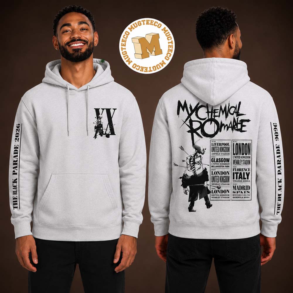 My Chemical Romance The Black Parade 2026 Tour EU And UK Merch Grey Hoodie