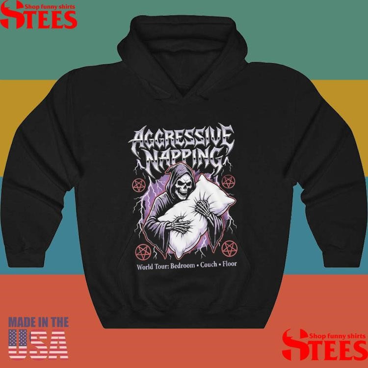 Aggressive Napping Funny Heavy Metal Grim Reaper Sleep T-shirt