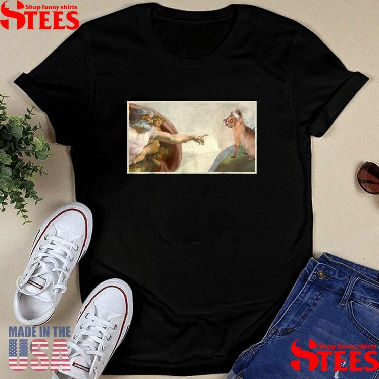 Almighty Slap Funny Cat God Creation Of Adam Meme Jesus Art Shirts