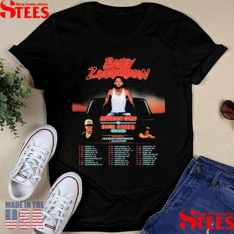 Bailey Zimmerman Different Night Same Rodeo Tour 2026 T-shirt