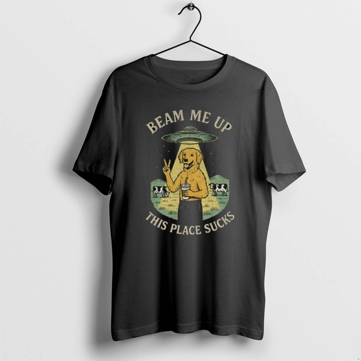 Official Beam Me Up This Place Sucks Funny Golden Retriever