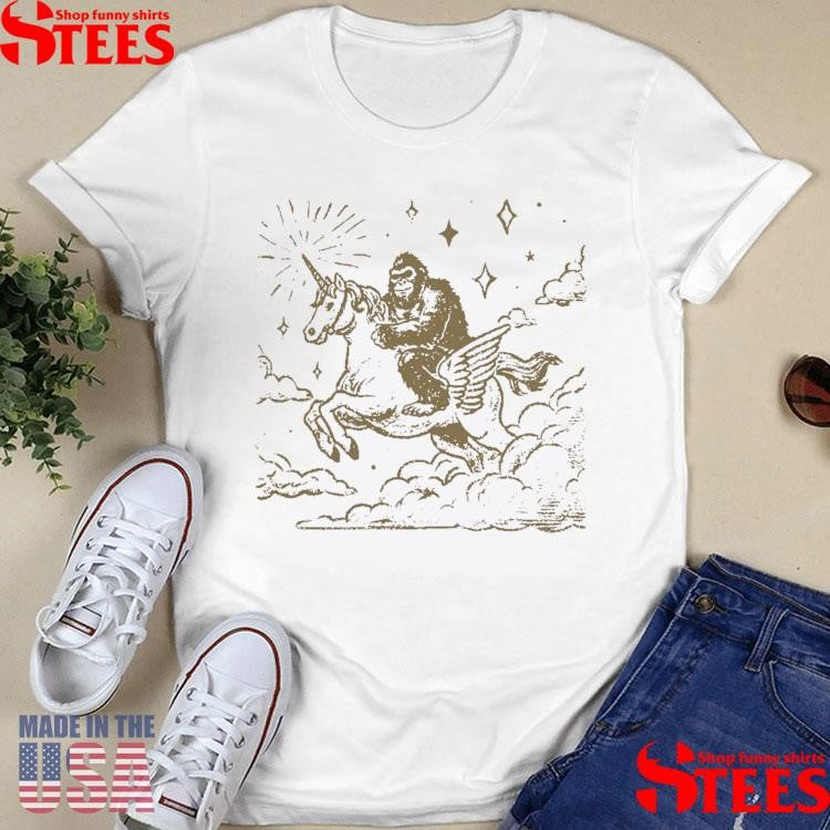 Bigfoot Riding On A Unicorn T-shirts