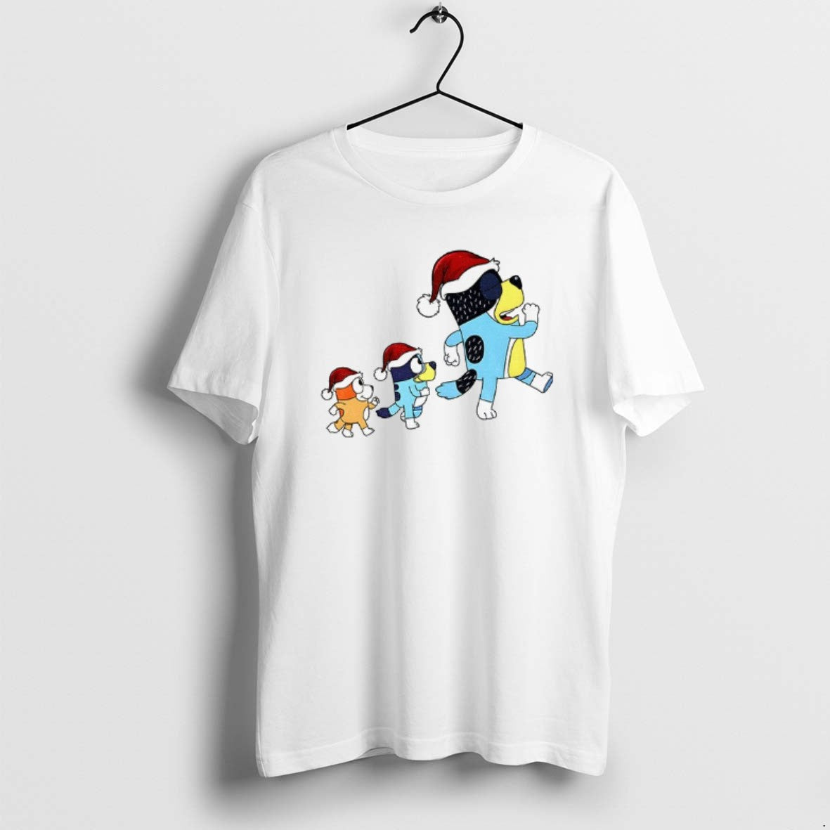 Official Bluey Bingo And Bandit Santa Hat Walk Merry Christmas