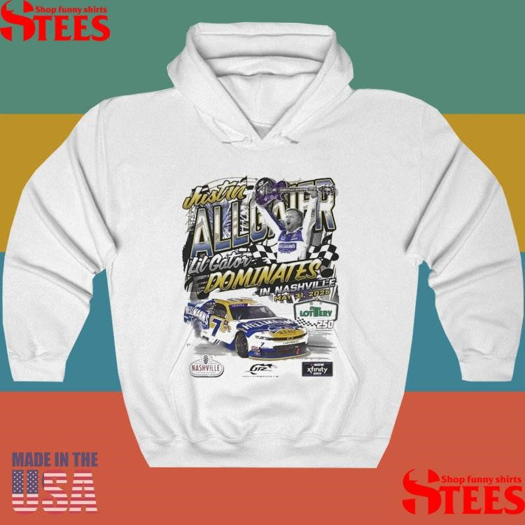 Checkered Flag Sports Natural Justin Allgaier 2025 Tennessee Lottery 250 Race Win Shirts