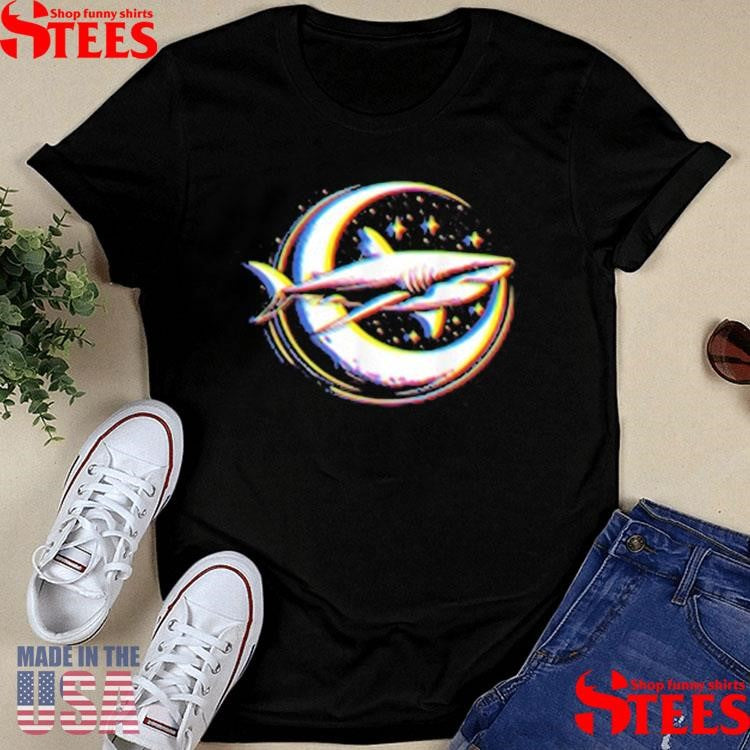Cosmic Shark In Front Of The Moon T-shirt
