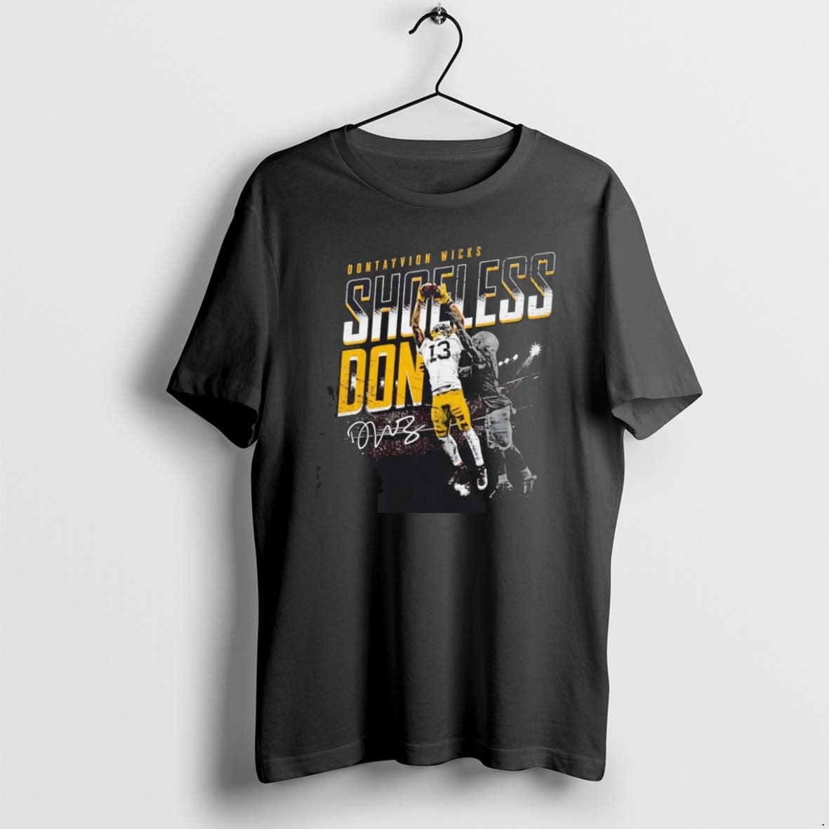Official Dontayvion Wicks Shoeless Don Catch Green Bay Packers