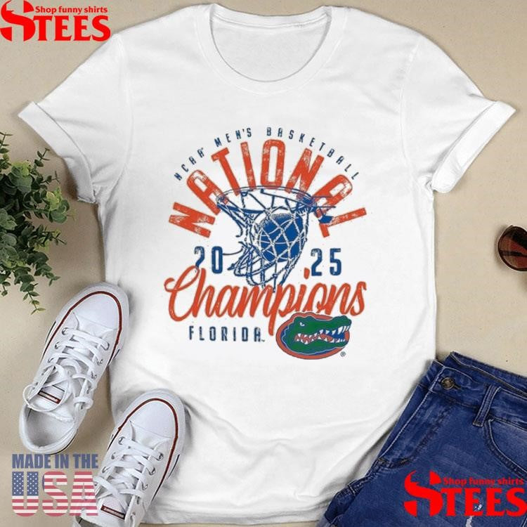 Florida Gators 2025 Ncaa Men’s Basketball National Champions Distressed Net Shirts