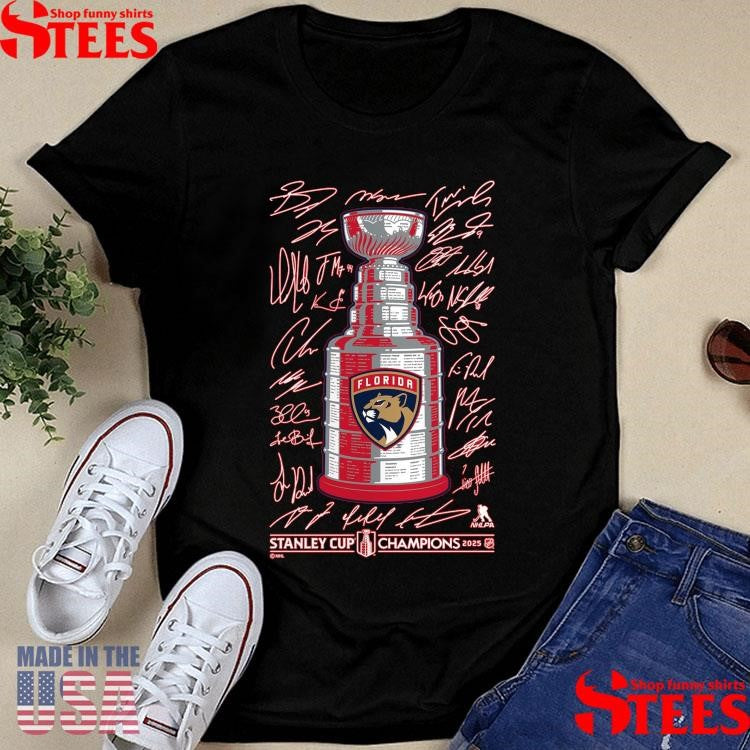 Florida Panthers Fanatics Red 2025 Stanley Cup Champions Signature T-shirt