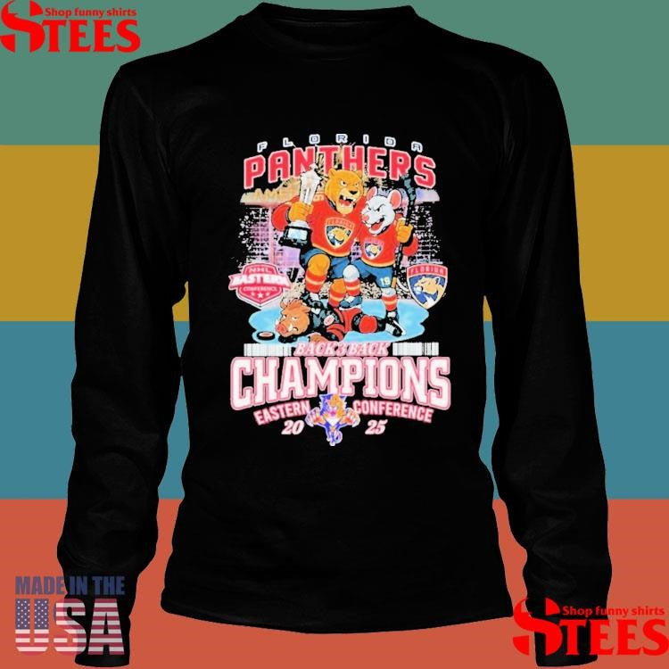 Florida Panthers Stomp Carolina Hurricanes Nhl Eastern Conference Back 3 Back Champions 2025 Mascot Shirts