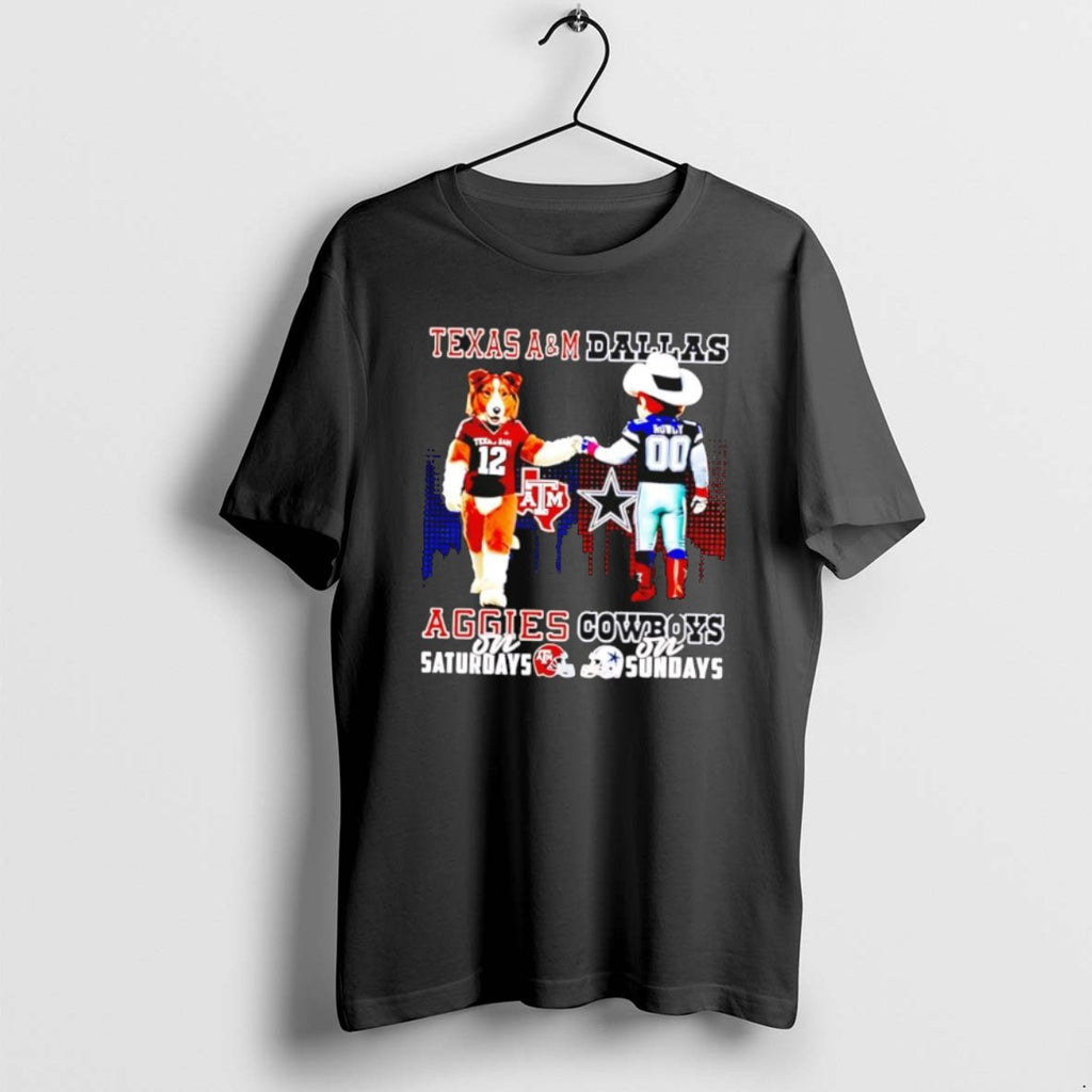 Official Funny Texas Am Aggies On Saturdays Vs Dallas Cowboys On Sundays Mascot Skyline