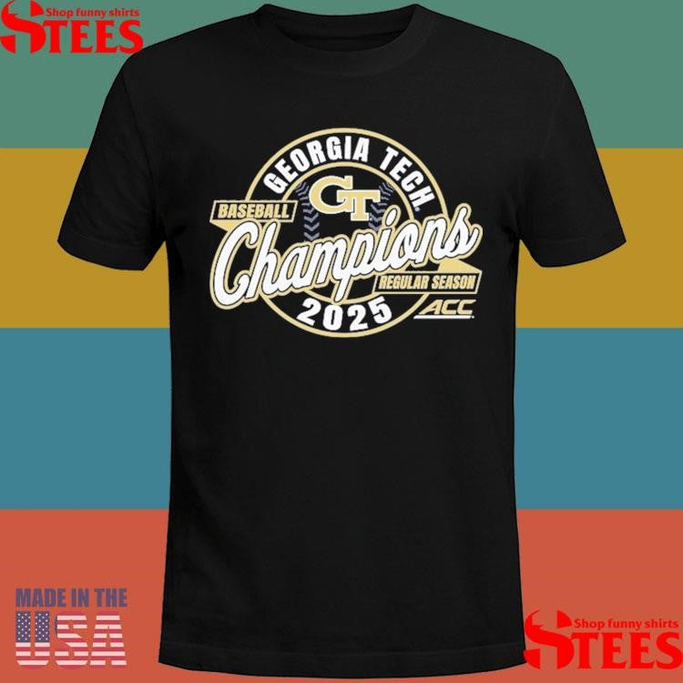 Georgia Tech Yellow Jackets Blue 84 Unisex 2025 ACC Baseball Regular Season Champions Shirts