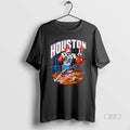 Official Houston Oil Derricks Space Shuttle Skeleton Football Player 34 Running On Fire