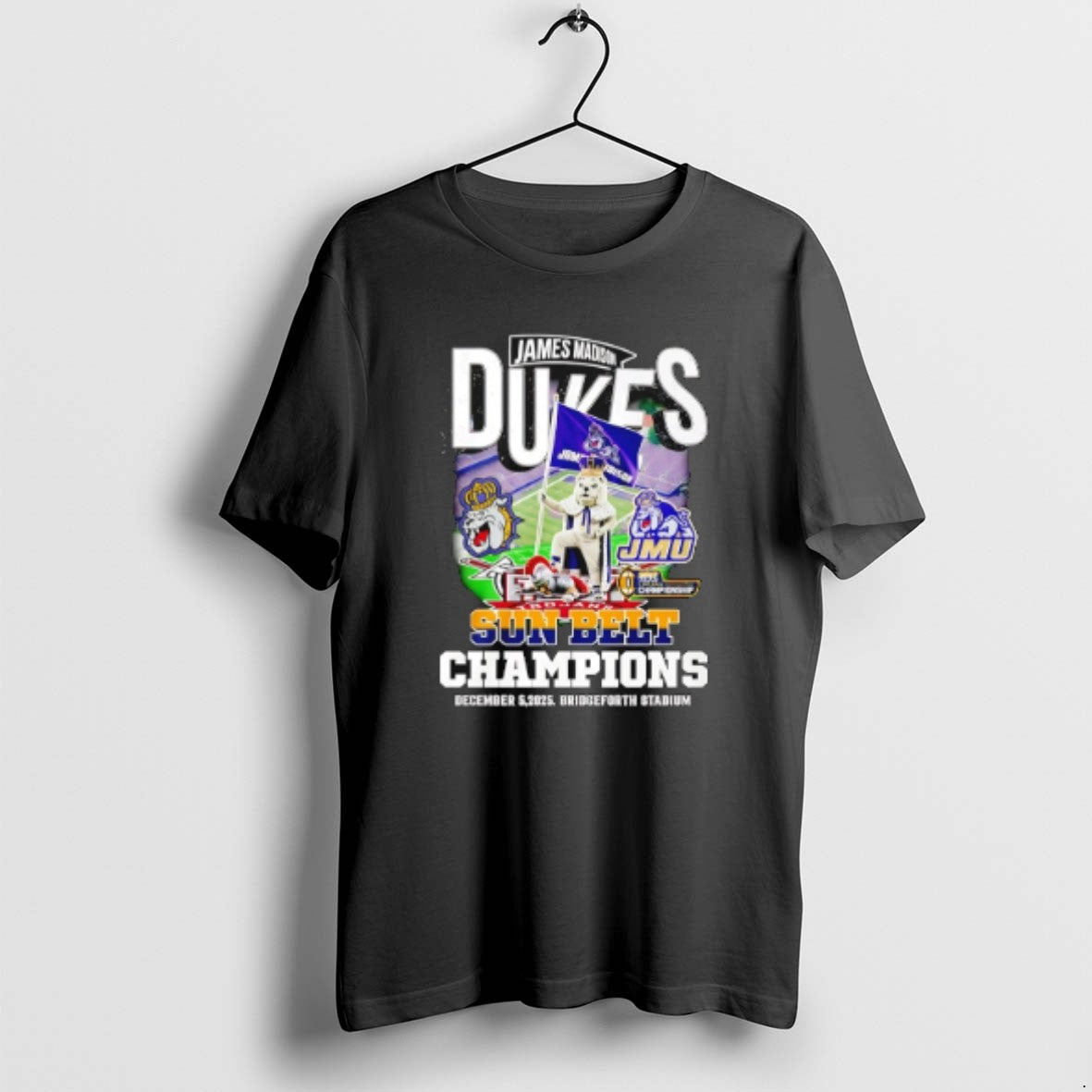 Official James Madison Dukes 2025 Sun Belt Champions Mascot