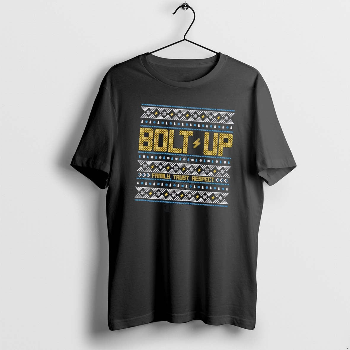 Official Los Angeles Chargers Bolt Up Family Trust Respect Ugly Christmas
