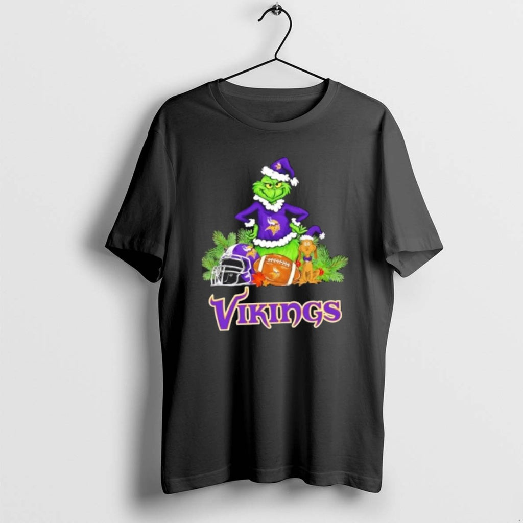 Official Minnesota Vikings Football X Grinch And Max Dog Merry Christmas