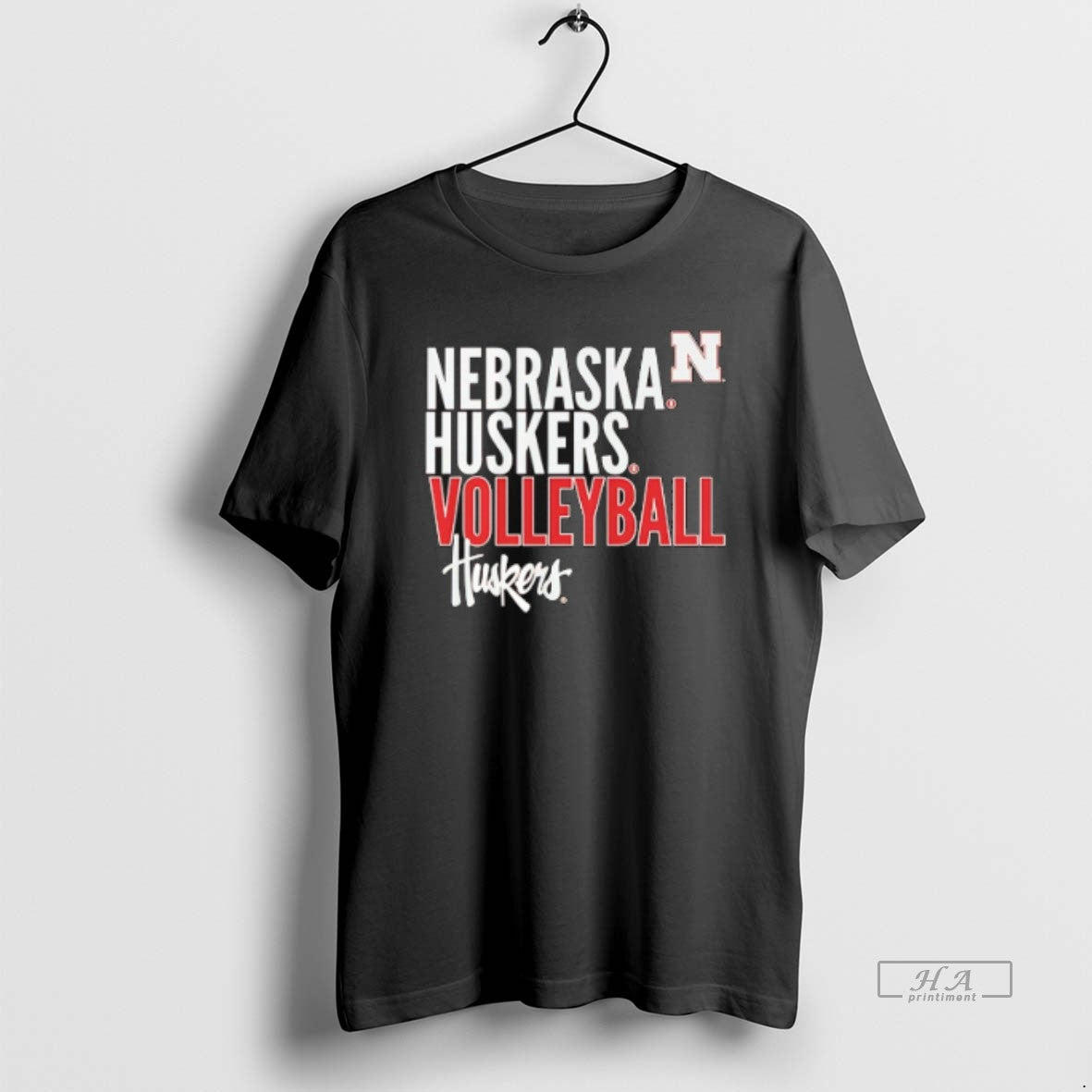 Official Nebraska Huskers Volleyball Huskerstext Logo Overlay
