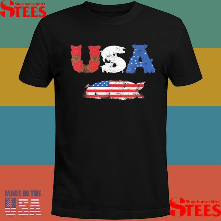 Pig American Usa Flag 4th Of July T-shirt