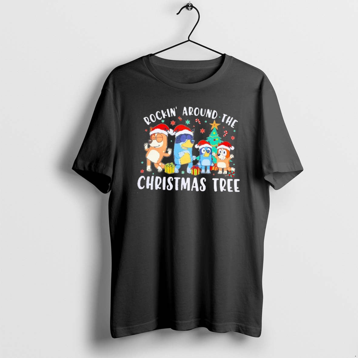 Official Rockin Around The Christmas Tree Bluey And Bingo Blackshirt