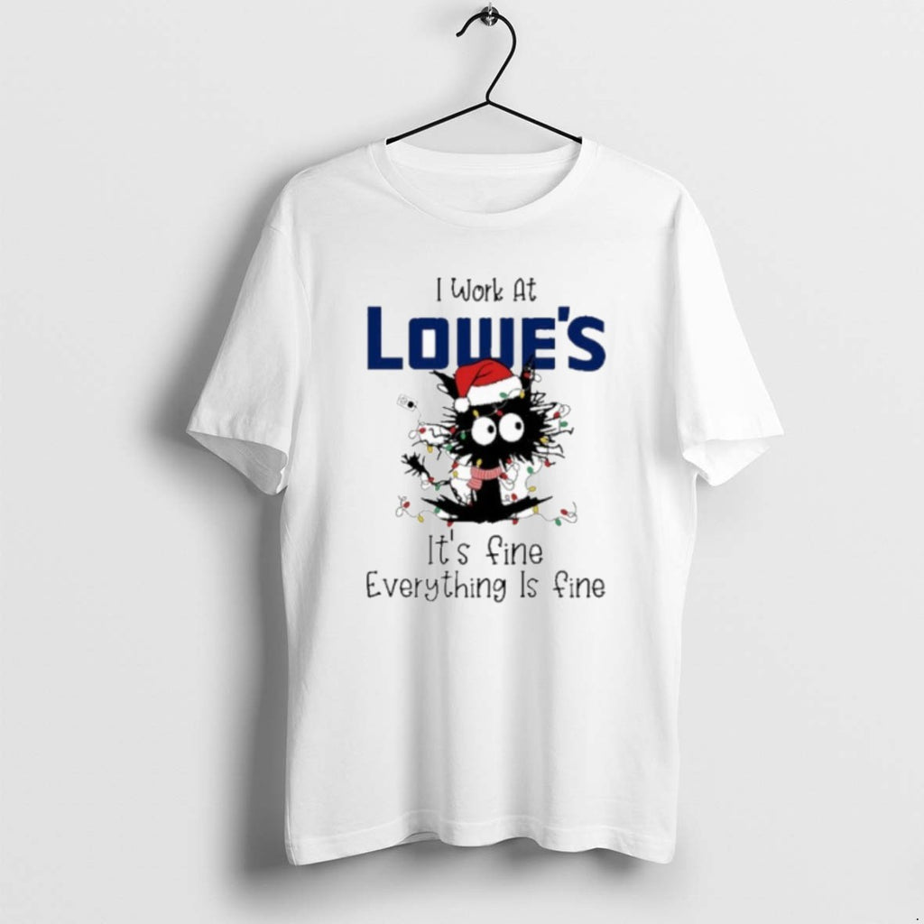 Official Santa Light Cat I Work At Lowes Its Fine Everything Is Fine